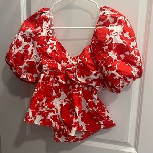 Cropped shirt with puffy sleeves! Never worn!